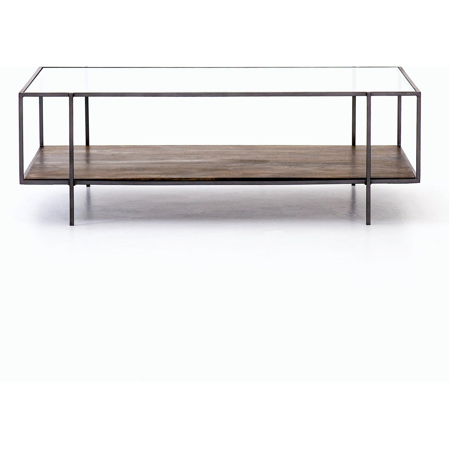 010 SR-368910 | Additional Silo | Byron Coffee Table by Four Hands in gunmetal, aged brown, tempered glass and dark iron, aged brown, tempered glass. Made from iron, solid mango, tempered glass in a modern style.