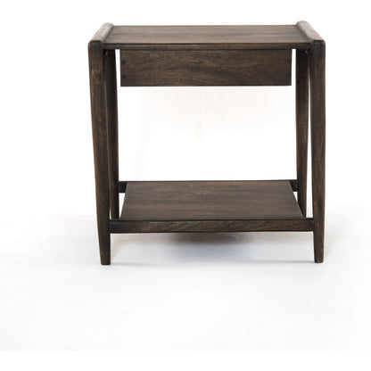 Valeria End Table by Four Hands in aged brown. Made from solid mango, engineered hardwood in a rustic style.