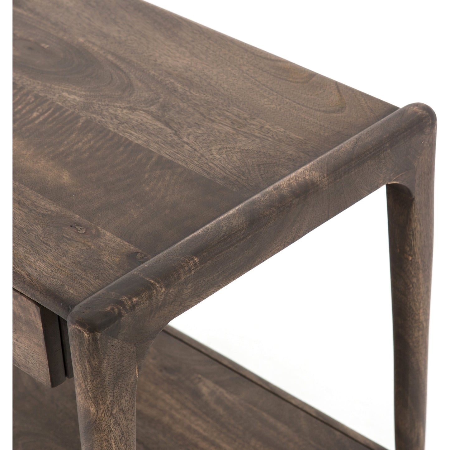 009 SI-1717102 | Closeup | Valeria End Table by Four Hands in aged brown. Made from solid mango, engineered hardwood in a rustic style.