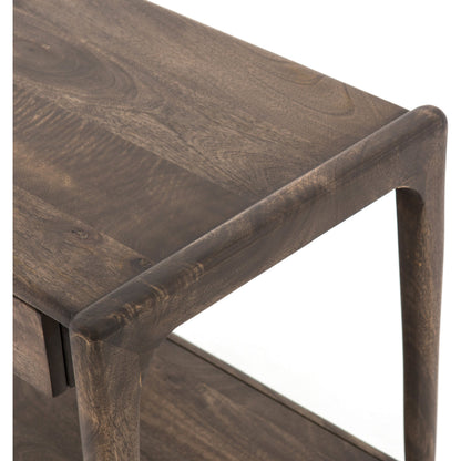 Valeria End Table by Four Hands in aged brown. Made from solid mango, engineered hardwood in a rustic style.
