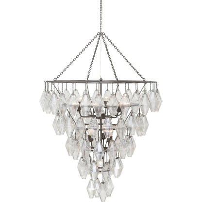 Adeline Large Round Chandelier by Four Hands in gold leaf. Made from iron, glass in a transitional style.