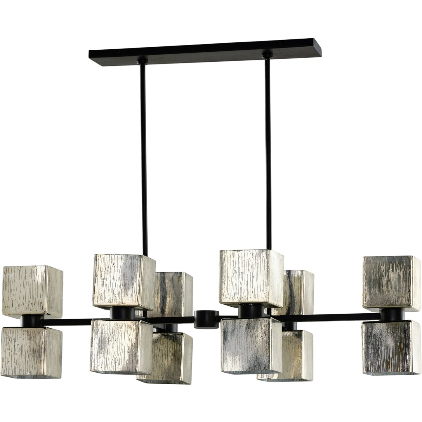 024 SR-368873 | Primary Silo | Ava Linear Chandelier by Four Hands in antiqued iron, aged metallic glass. Made from iron, glass in a modern style.