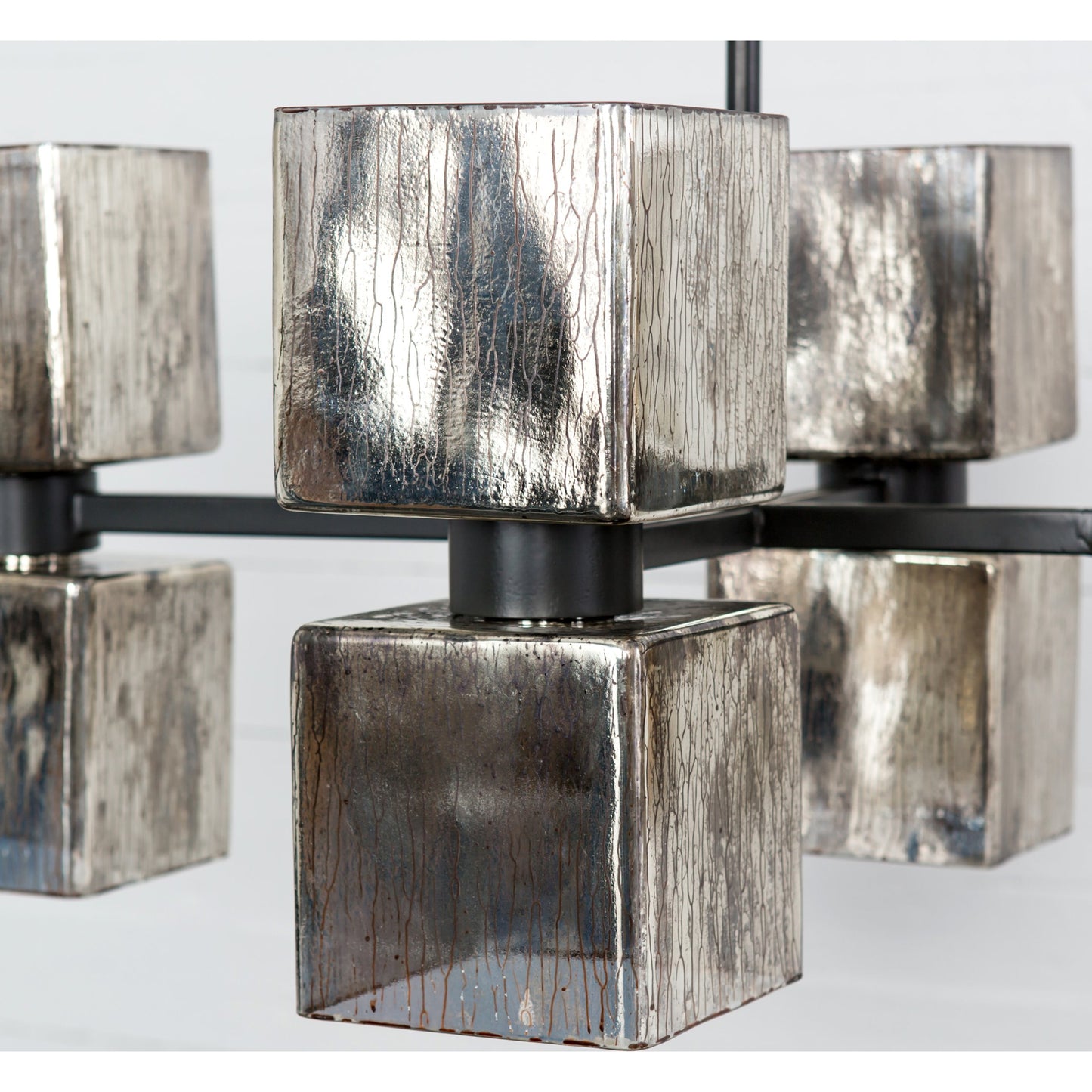 013 SR-368873 | Closeup | Ava Linear Chandelier by Four Hands in antiqued iron, aged metallic glass. Made from iron, glass in a modern style.
