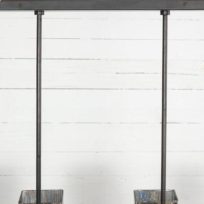 Ava Linear Chandelier by Four Hands in antiqued iron, aged metallic glass. Made from iron, glass in a modern style.