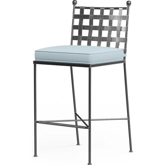 Provence Outdoor Barstool by Sunset West. Made from wrought iron in a modern style.