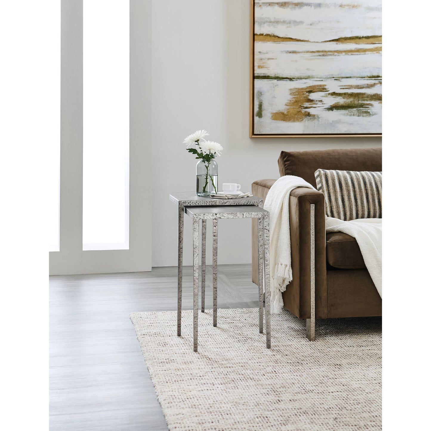 004 SI-1959559 | Lifestyle | Chapman Nesting Tables by Hooker Furniture in pewter. Made from metal in a modern style.