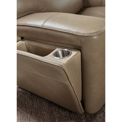 Riverton Power Gliding Recliner with Power Headrest and Lumbar by Hooker Furniture in dante sandhills. Made from leather in a traditional style.