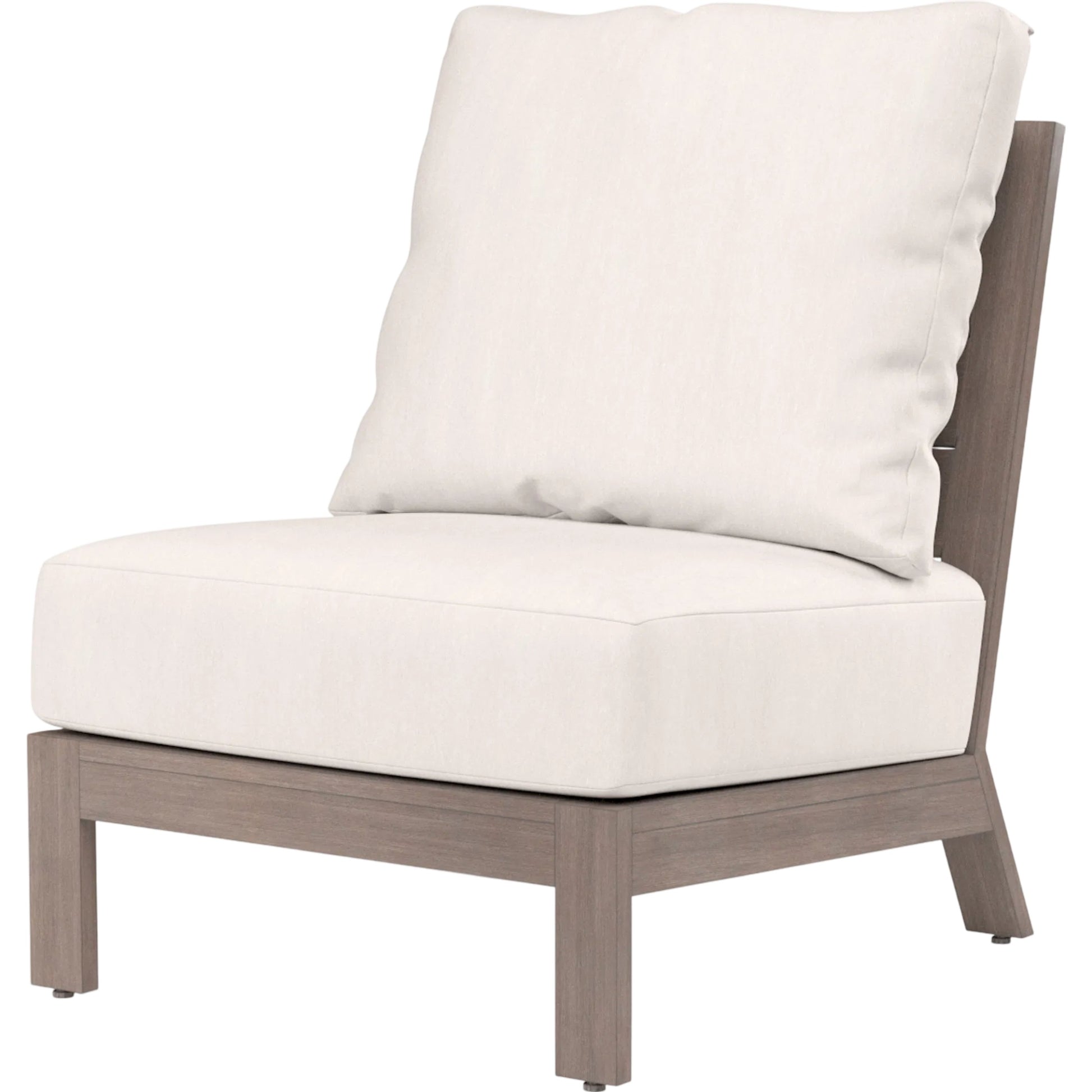 Laguna Outdoor Armless Club in Canvas Flax by Sunset West in browns. Made from aluminum in a modern style.