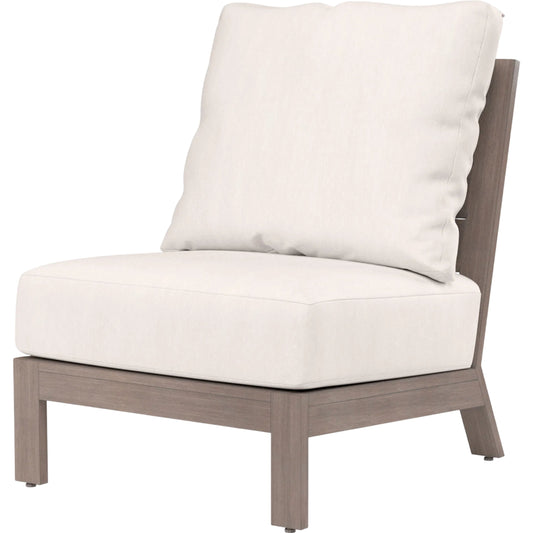 Laguna Outdoor Armless Club in Canvas Flax by Sunset West in browns. Made from aluminum in a modern style.