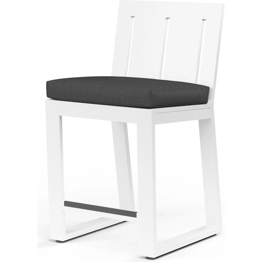 Newport Outdoor Barstool by Sunset West in whites/creams/beiges. Made from aluminum in a modern style.