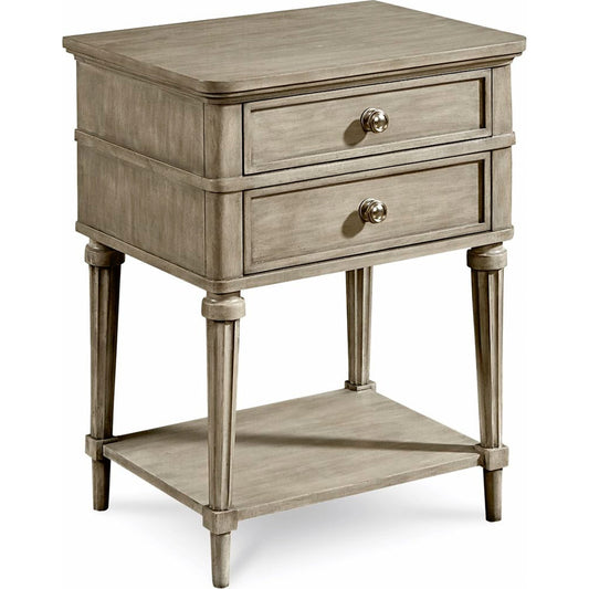 Morrissey Kirke Nightstand by A.R.T. Furniture in silver and bezel. Made from parawood solids, primavera veneers in a traditional style.