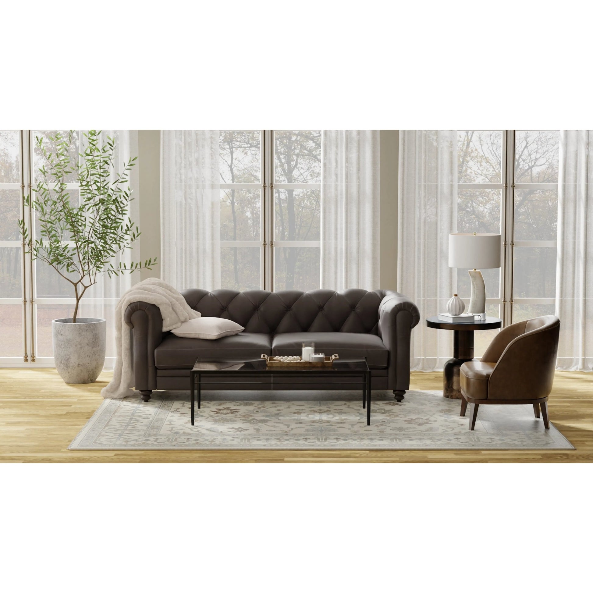 Karina Transitional & Botanical Rug - 90969G5F by Feizy in ivory, gray, brown. Made from wool in a unique style.