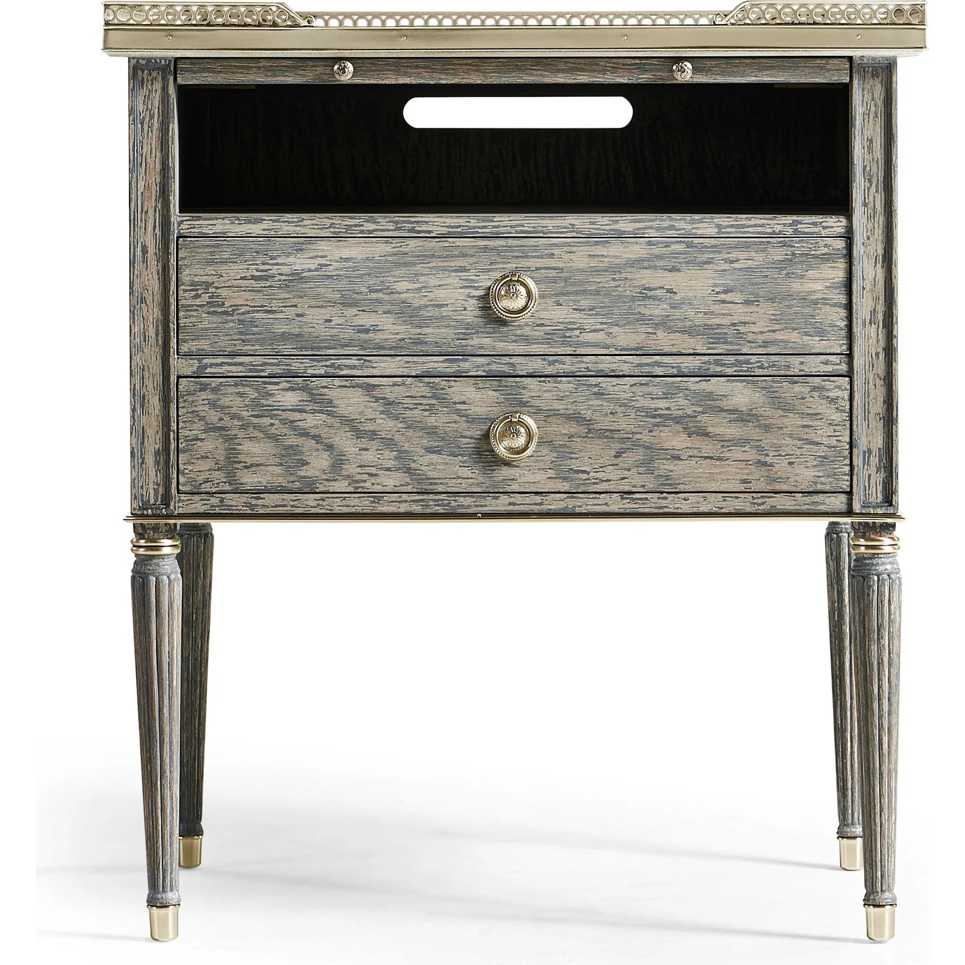 Arlingham Nightstand by Jonathan Charles in blue and chipped blue oak. Made from oak solids, veneers in a modern style.