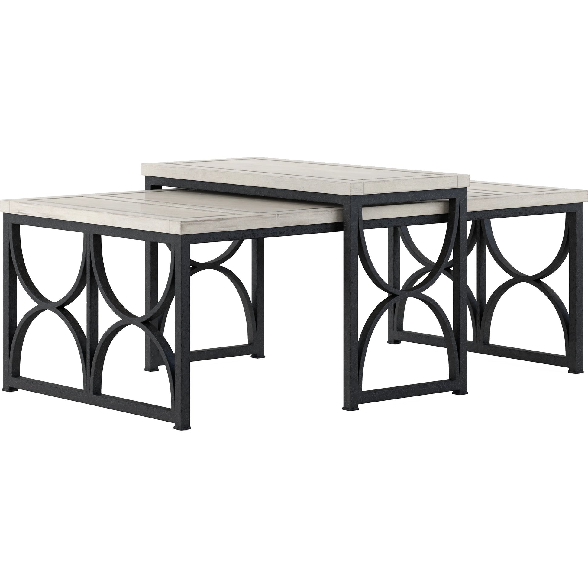 Alcove Metal End Table by A.R.T. Furniture in belgian ivory, burnished brass. Made from acacia solids, maple veneers, iron in a modern style.