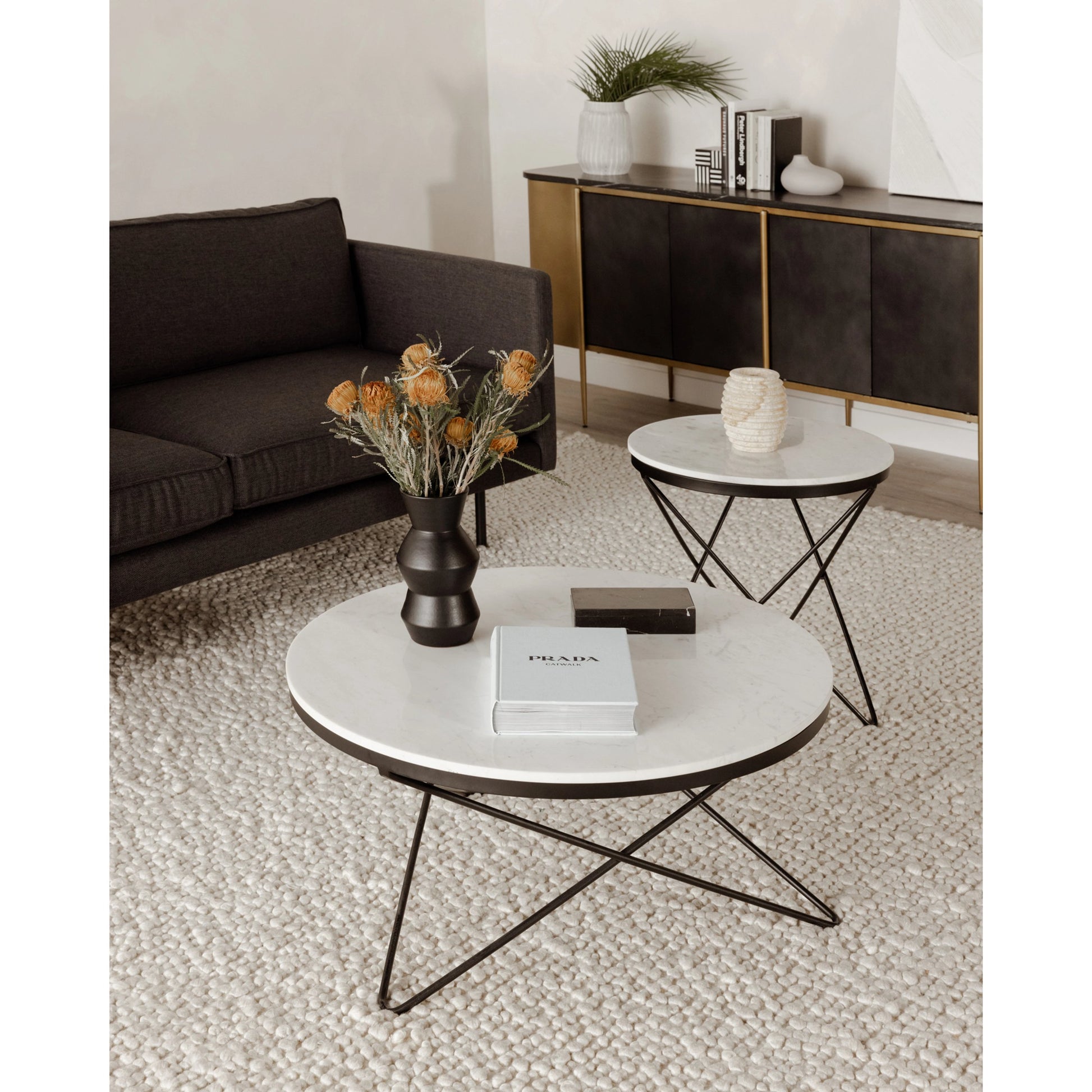 Haley Table Base by Moe's Home Collection in black and powder coated. Made from marble top, iron base, mdf in a modern style.