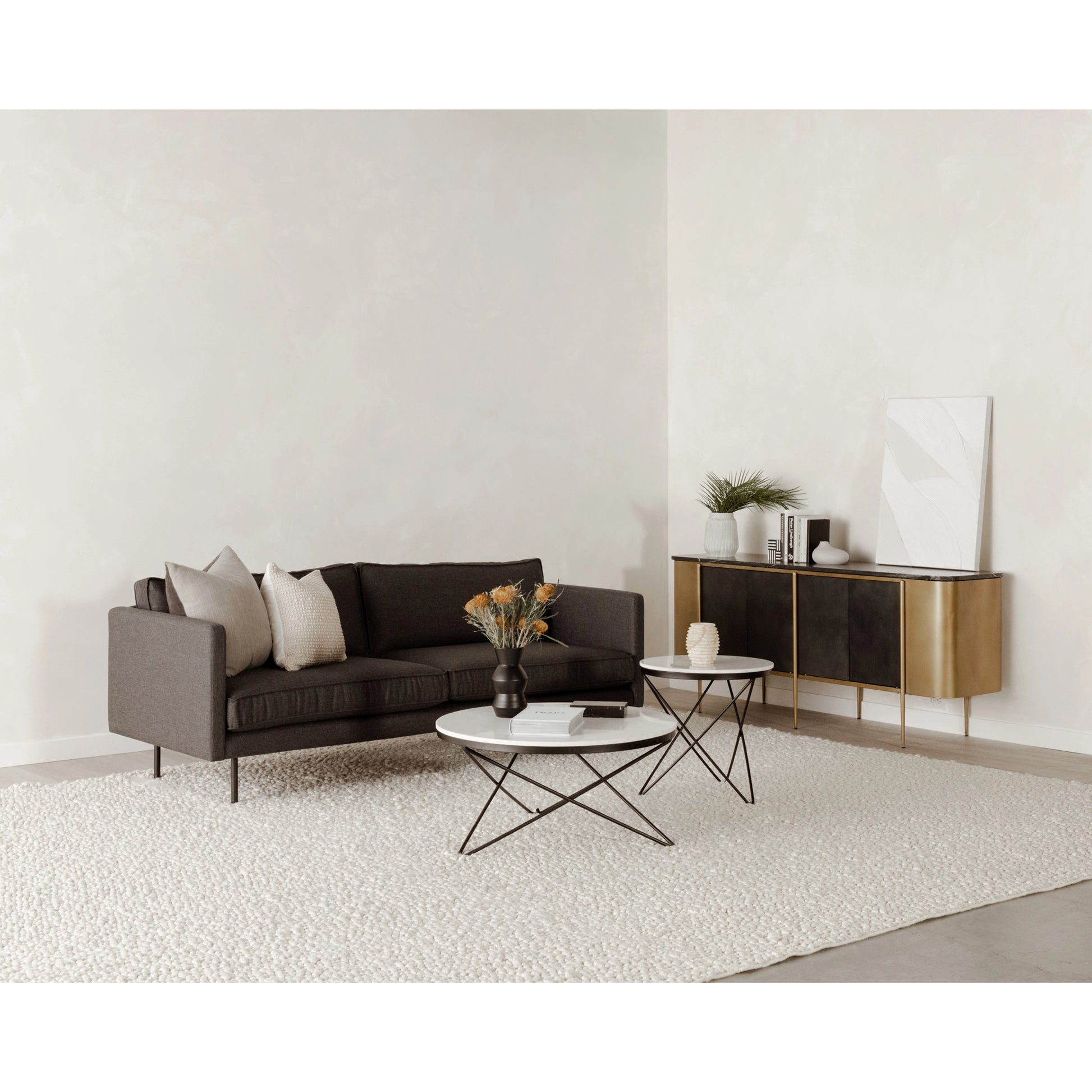 Haley Table Base by Moe's Home Collection in black and powder coated. Made from marble top, iron base, mdf in a modern style.