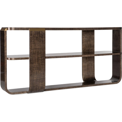 Melange Edmun Sofa Table by Hooker Furniture in dark wood. Made from maple veneers, metal cap in a modern style.