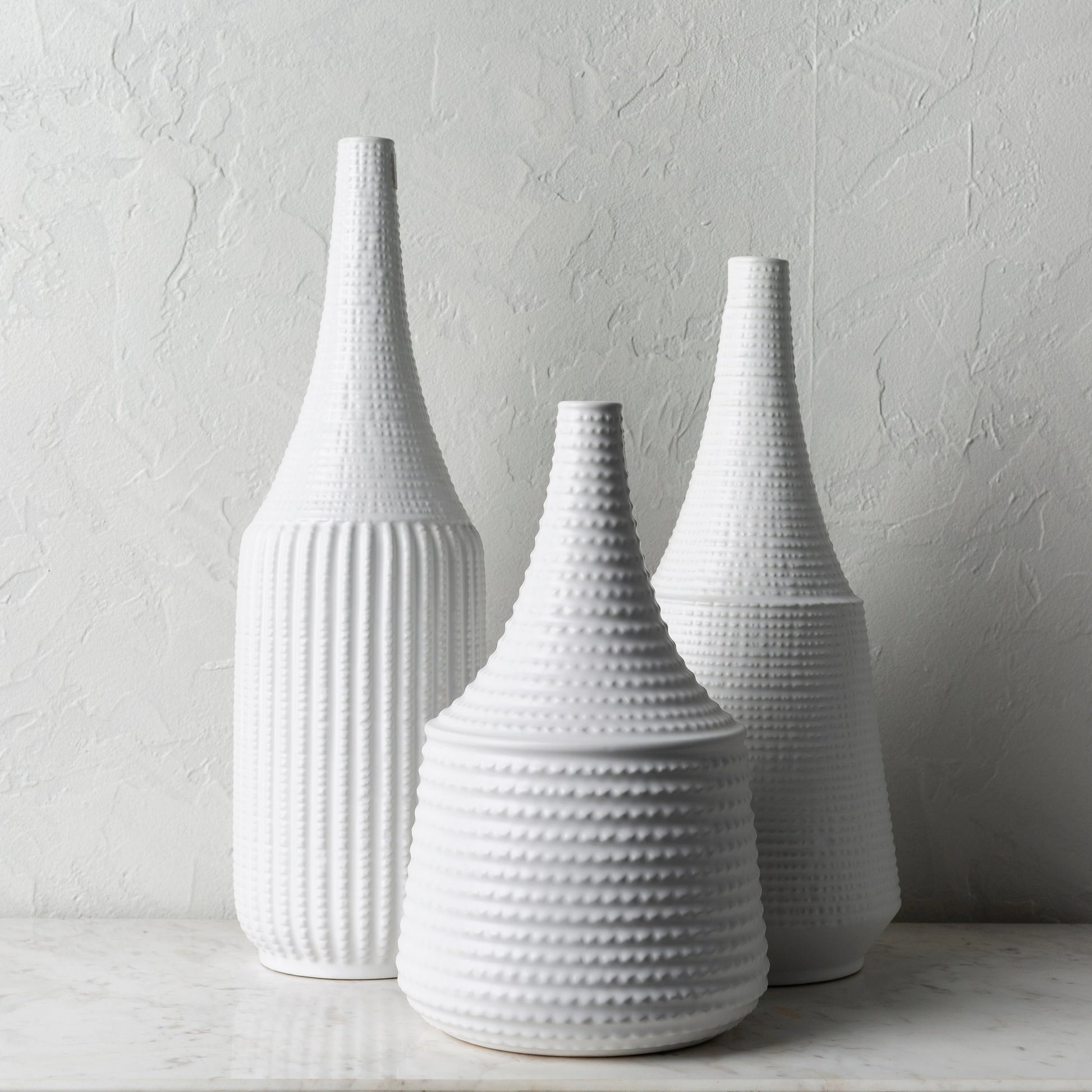 Ikon - 24676 (Set of 3) by Surya in white and glazed. Made from ceramic in a unique style.