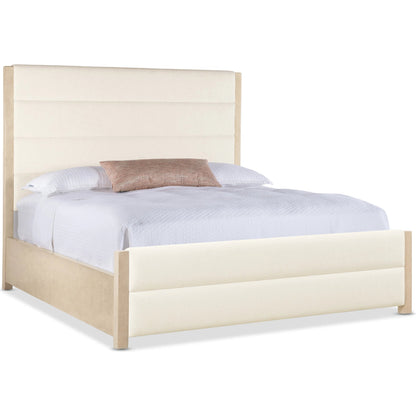 Westwood Upholstered Bed by Hooker Furniture in trendy snow and polished limestone. Made from oak veneers, fabric in a transitional style.
