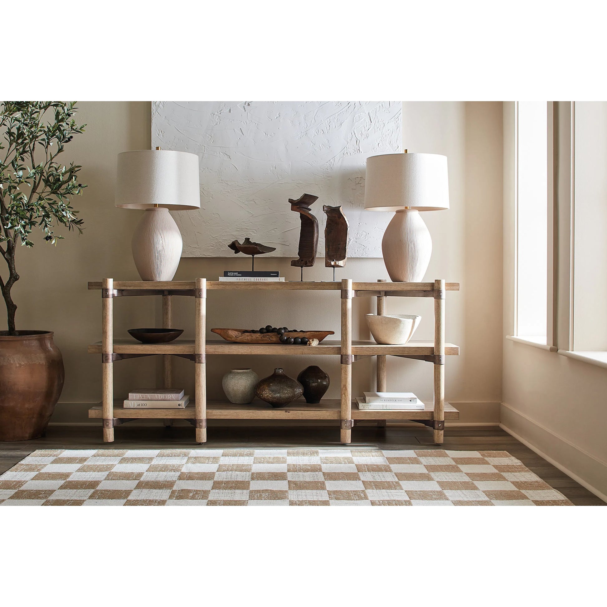 Vineyard Row Console by Hooker Furniture in light wood and sonoma. Made from unique in a transitional style.