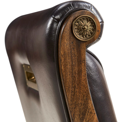 Viceroy Side Chair by Jonathan Charles in viceroy brown santos. Made from local mahogany, leather, brass in a traditional style.