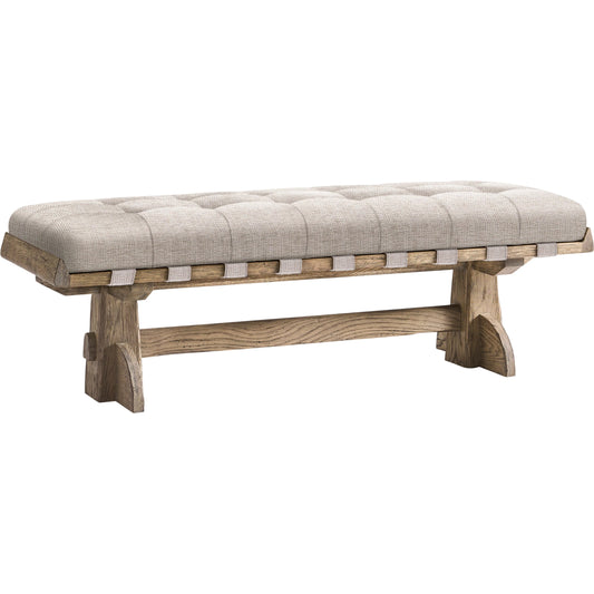 Echo Canyon Upholstered Bench by Jonathan Charles in faded oak. Made from main oak in a unique style.