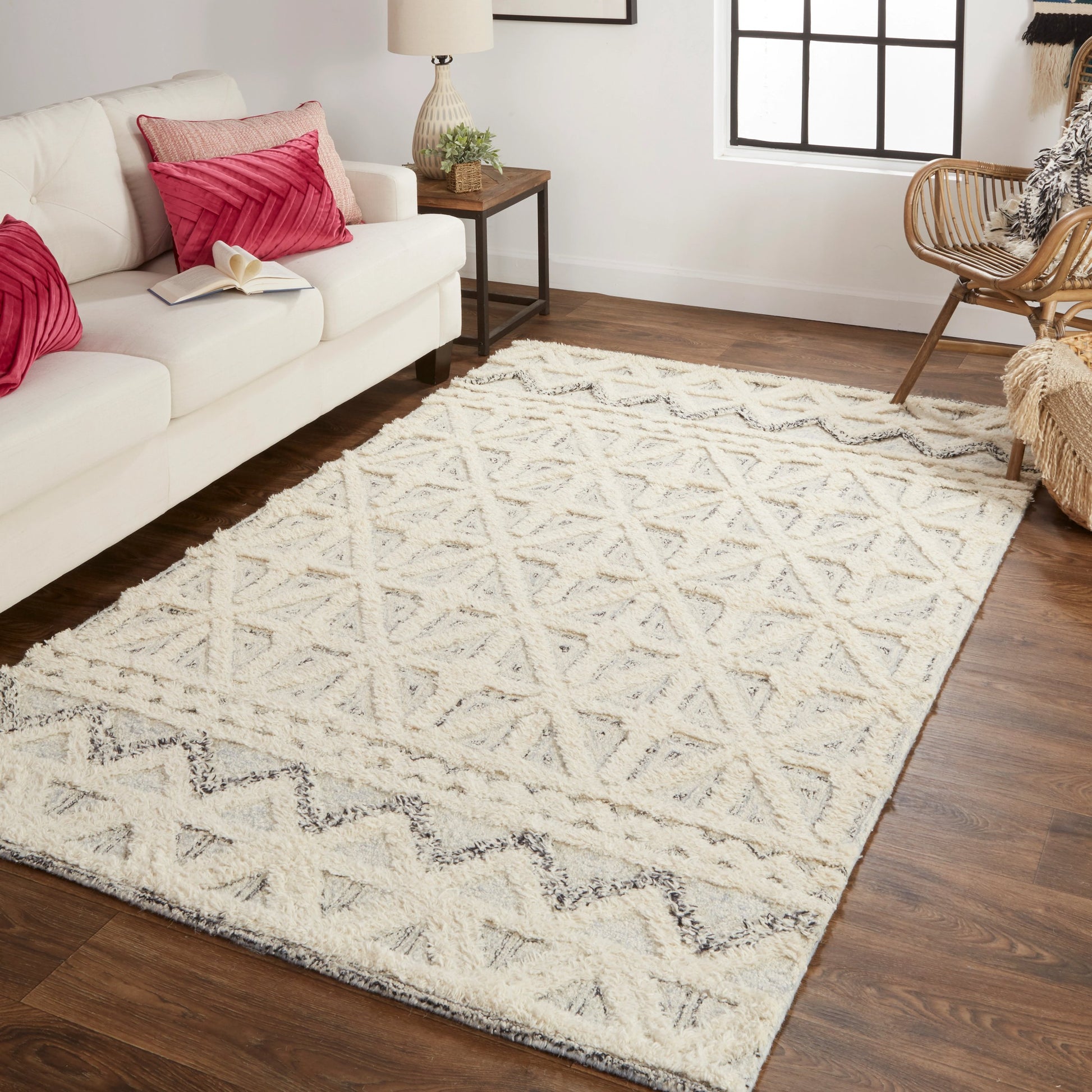 Anica Transitional Geometric Rug - 8007F by Feizy in ivory, black. Made from wool in a unique style.