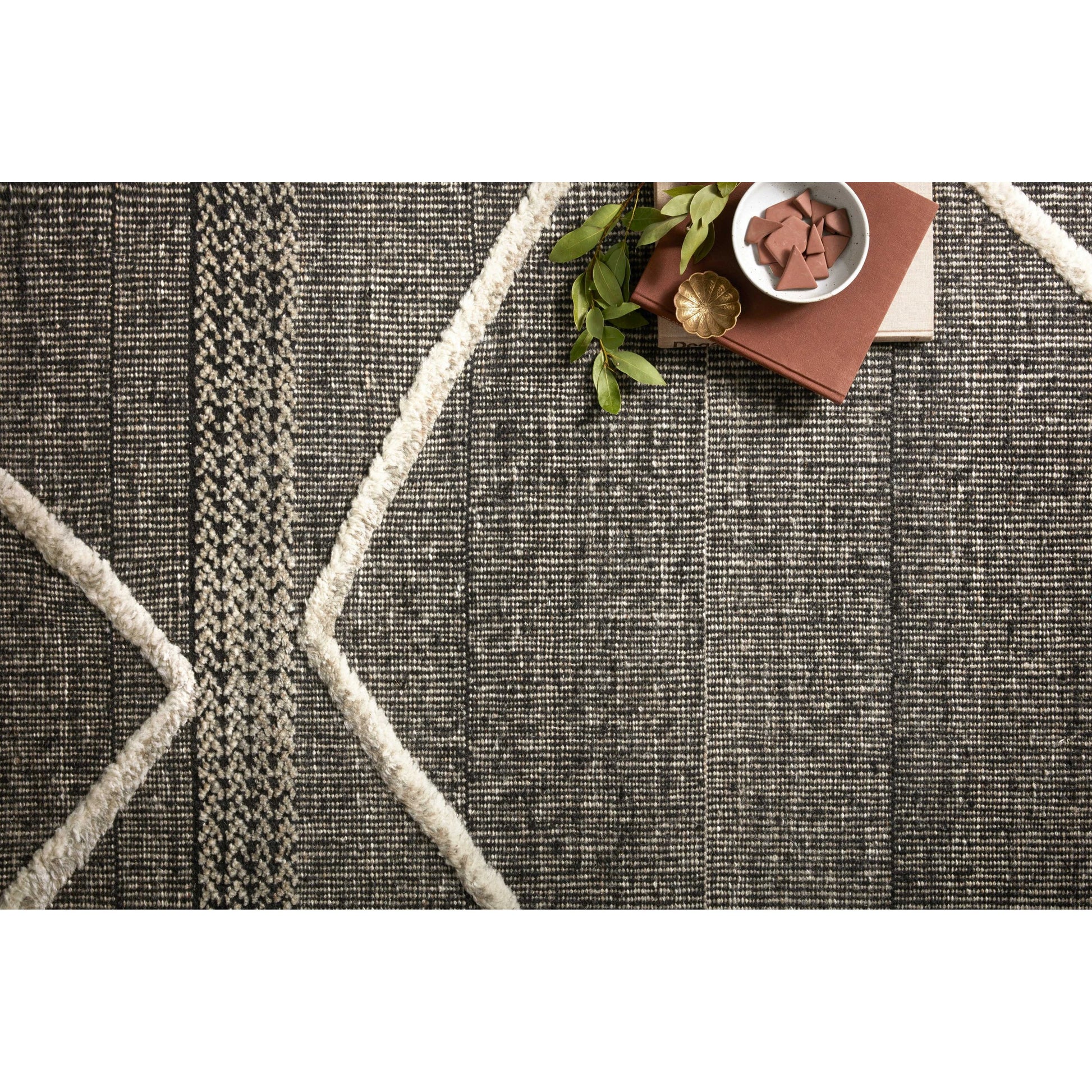 Iman IMA-02 Rug by Loloi in beige, charcoal. Made from 100% wool in a rustic style.