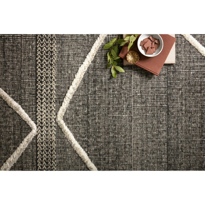 Iman IMA-02 Rug by Loloi in beige, charcoal. Made from 100% wool in a rustic style.