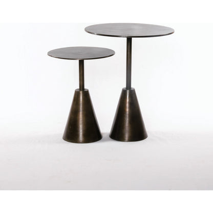 Frisco End Tables (Set of 2) by Four Hands in antique rust. Made from aluminum, engineered hardwood in a modern style.