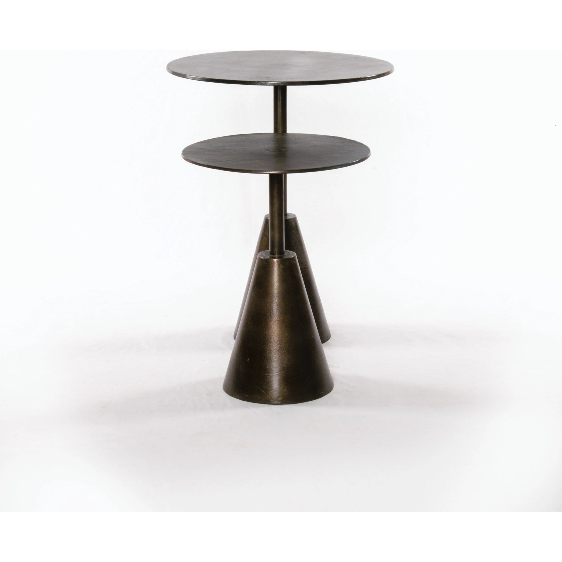 Frisco End Tables (Set of 2) by Four Hands in antique rust. Made from aluminum, engineered hardwood in a modern style.