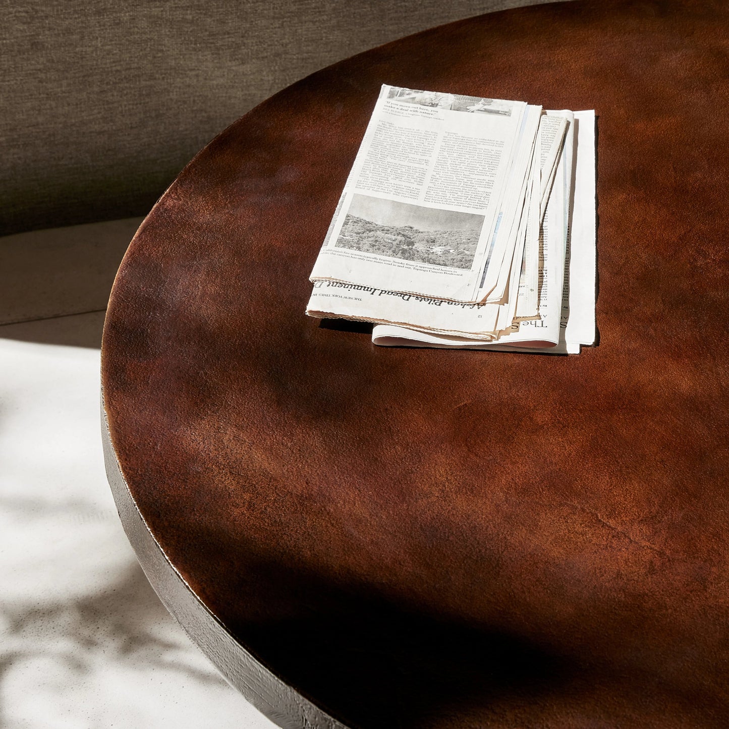 009 S-279262 | Lifestyle | Cruz Coffee Table by Four Hands in antique rust. Made from aluminum in a eclectic & global style.
