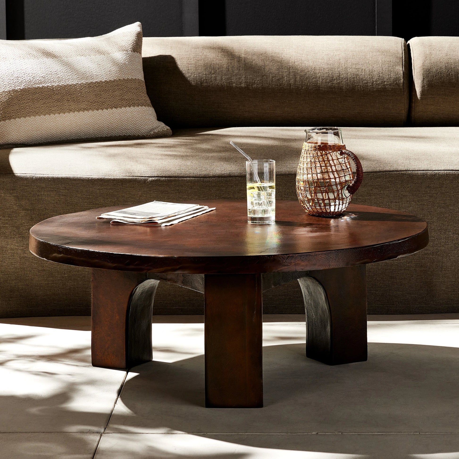 Cruz Coffee Table by Four Hands in antique rust. Made from aluminum in a eclectic & global style.