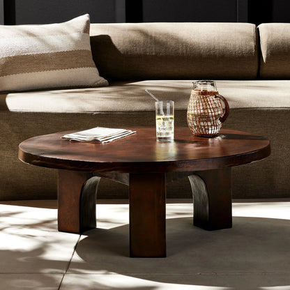 Cruz Coffee Table by Four Hands in antique rust. Made from aluminum in a eclectic & global style.