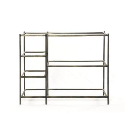 Lily Console by Four Hands in hammered gray w, clear powder coat, polished white marble. Made from solid marble, iron in a modern style.