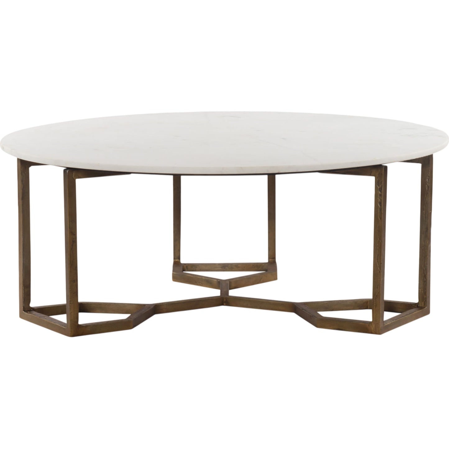 001 SR-369151 | Primary Silo | Naomi Coffee Table by Four Hands in raw brass, polished white marble. Made from solid marble, aluminum, engineered hardwood in a modern style.