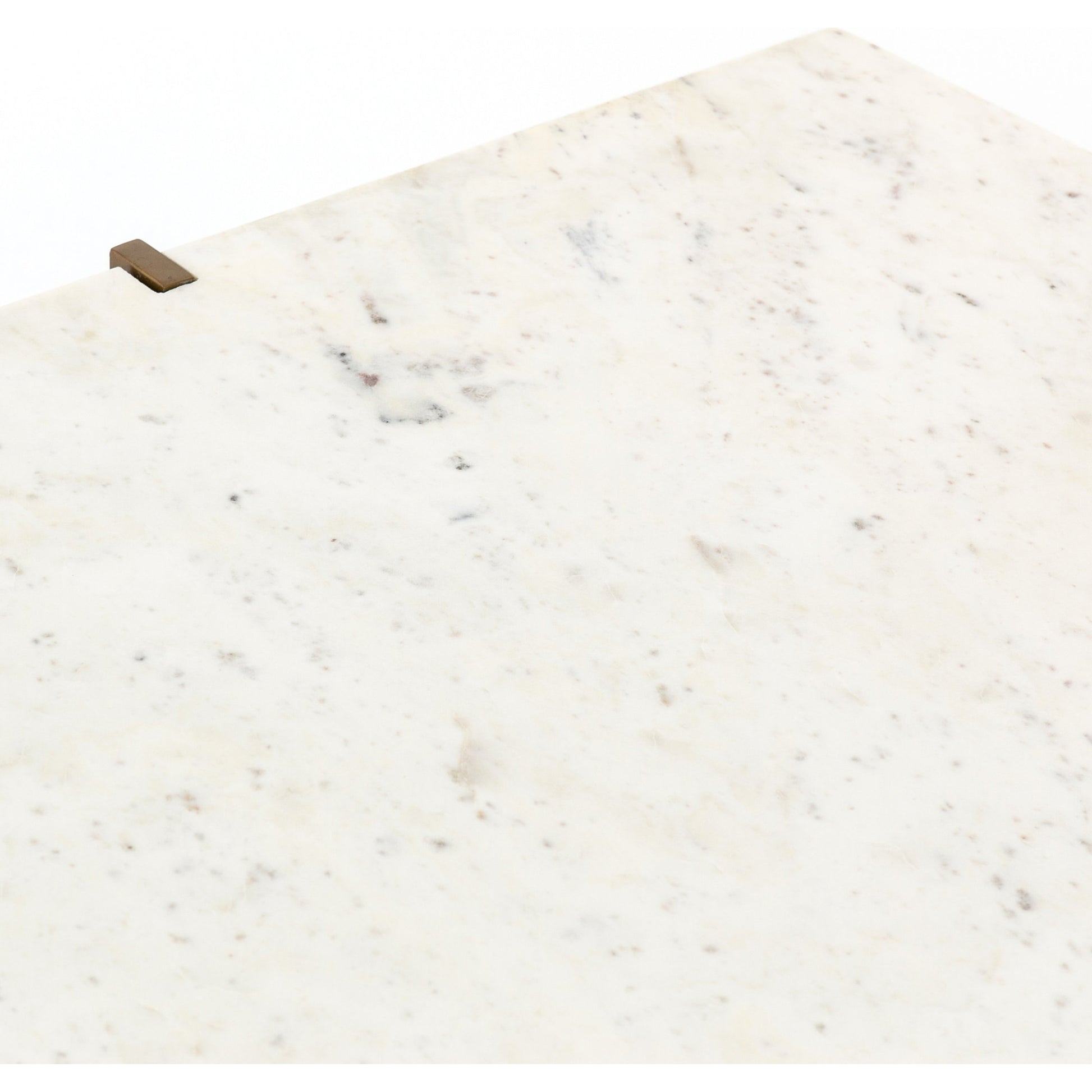 Olivia Square Coffee Table by Four Hands in antique brass, polished white marble and antique brass. Made from solid marble, iron, engineered hardwood in a modern style.