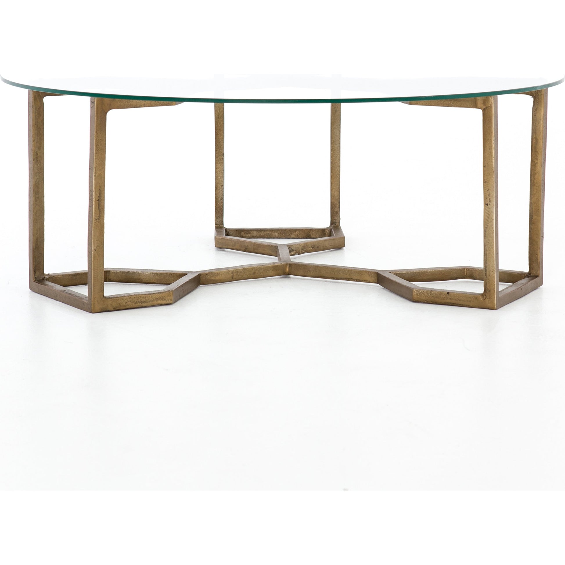 Naomi Coffee Table by Four Hands in raw brass, polished white marble. Made from solid marble, aluminum, engineered hardwood in a modern style.