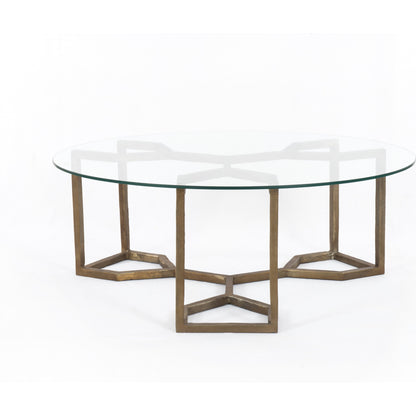 Naomi Coffee Table by Four Hands in raw brass, polished white marble. Made from solid marble, aluminum, engineered hardwood in a modern style.