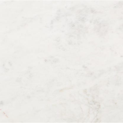 Naomi Marble End Table by Four Hands in raw brass, polished white marble. Made from solid marble, aluminum, engineered hardwood in a modern style.