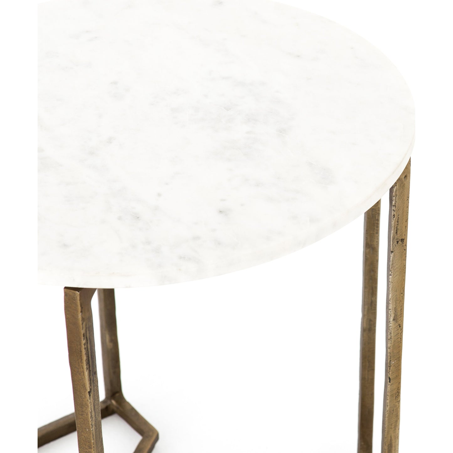 009 SI-1716196 | Additional Silo | Naomi Marble End Table by Four Hands in raw brass, polished white marble. Made from solid marble, aluminum, engineered hardwood in a modern style.