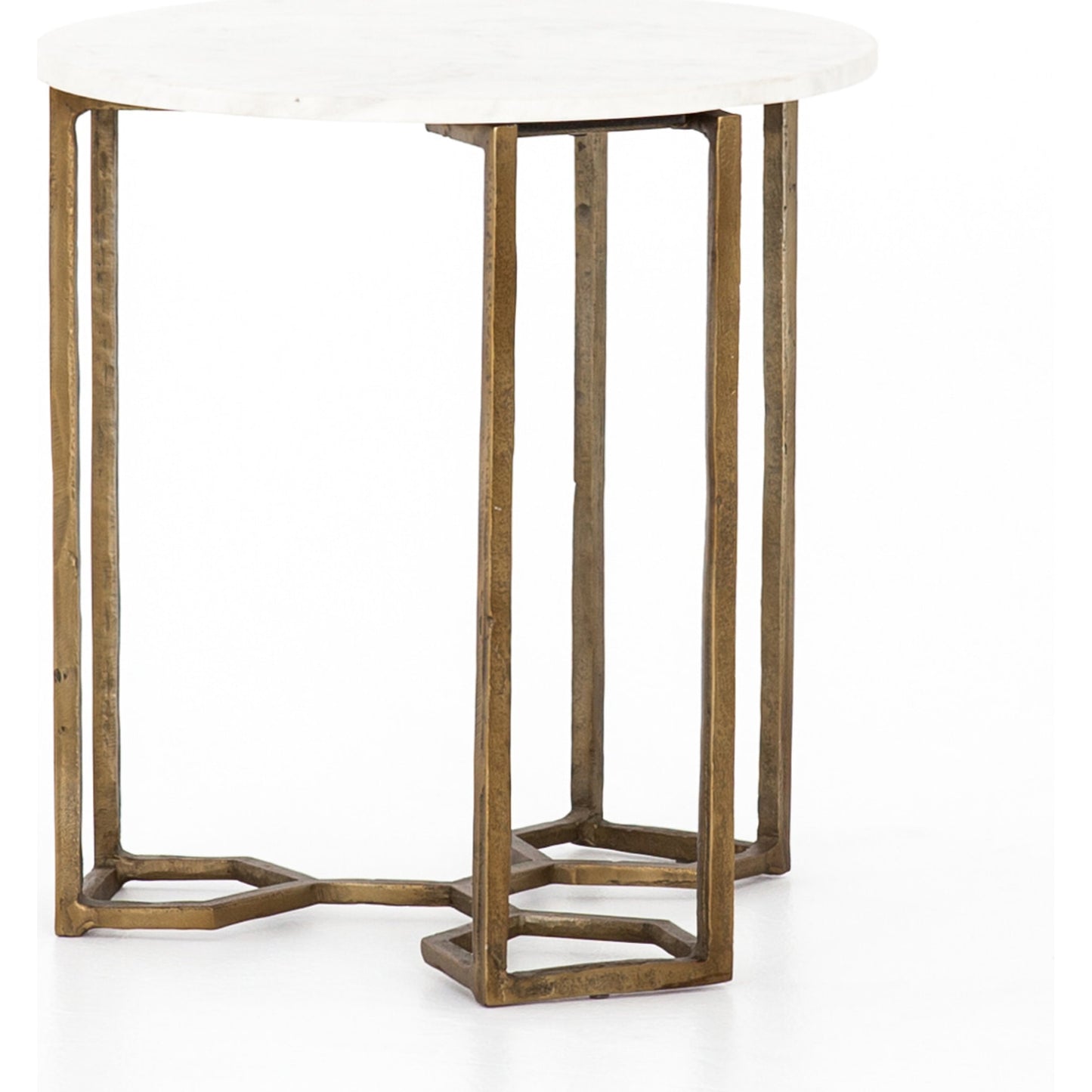003 SI-1716196 | Additional Silo | Naomi Marble End Table by Four Hands in raw brass, polished white marble. Made from solid marble, aluminum, engineered hardwood in a modern style.