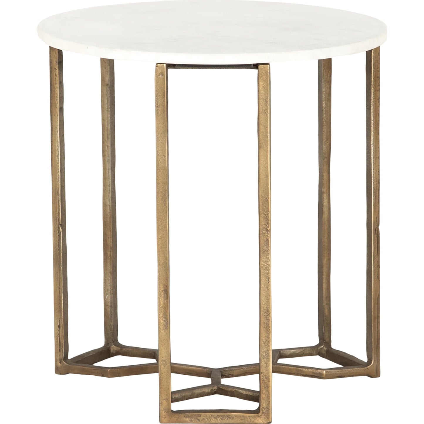 001 SI-1716196 | Additional Silo | Naomi Marble End Table by Four Hands in raw brass, polished white marble. Made from solid marble, aluminum, engineered hardwood in a modern style.
