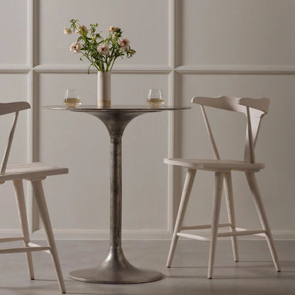 Simone Counter Table by Four Hands in raw antique nickel. Made from aluminum in a modern style.