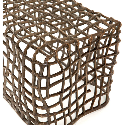 Zander Bench by Four Hands in aged bronze. Made from aluminum in a coastal style.