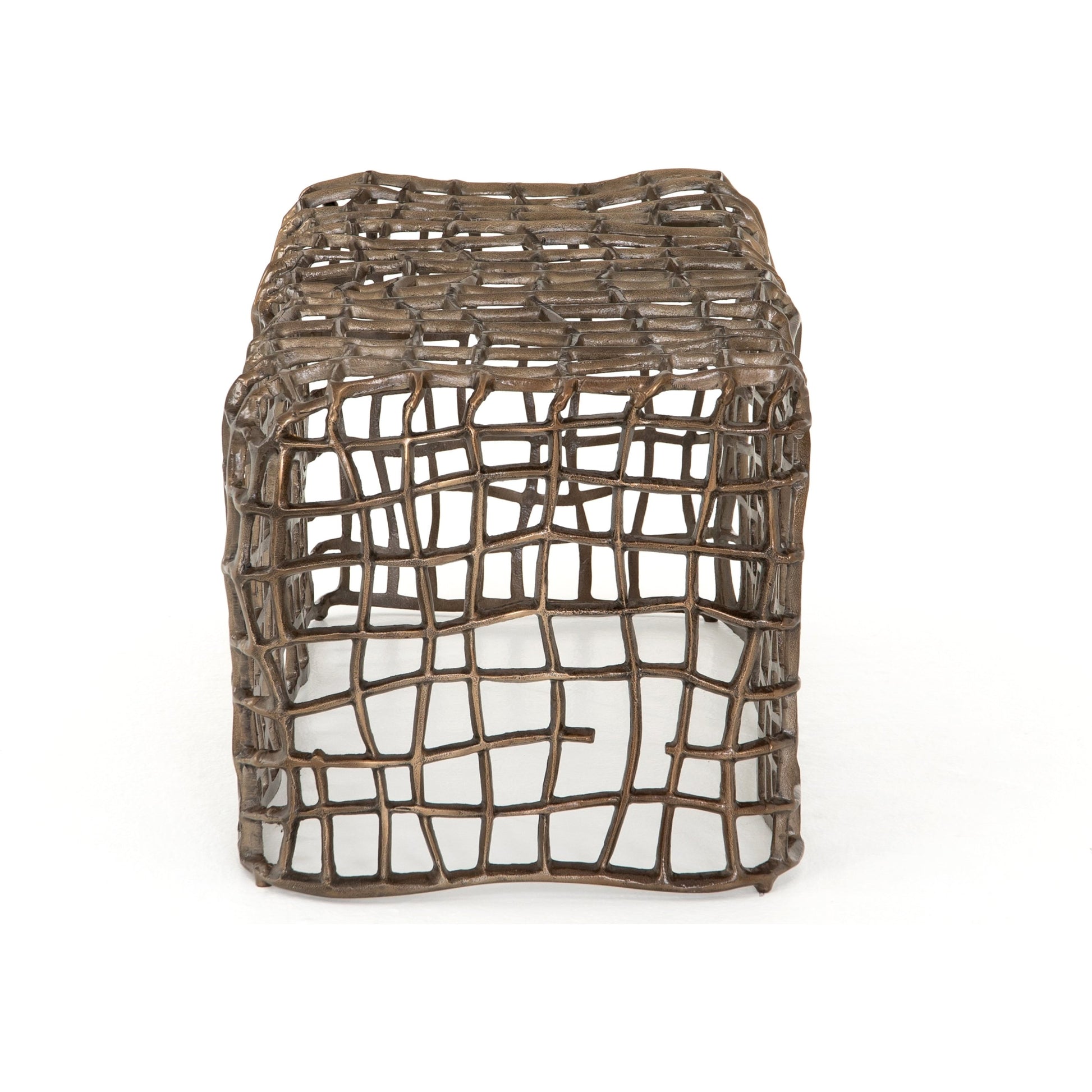 Zander Bench by Four Hands in aged bronze. Made from aluminum in a coastal style.