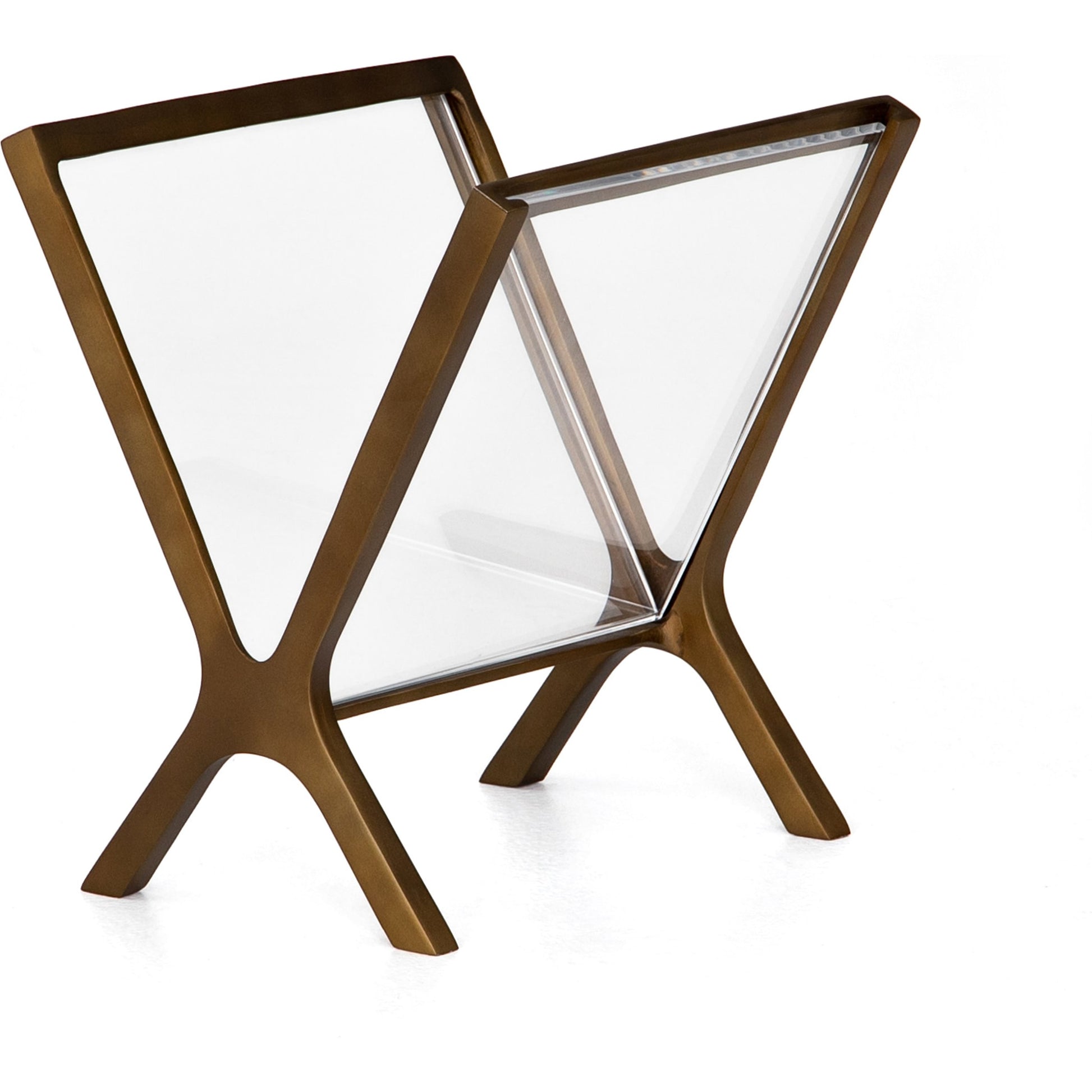 Feldman Magazine Rack by Four Hands in rustic brass, perforated black. Made from aluminum, faux leather in a cottage & farmhouse style.