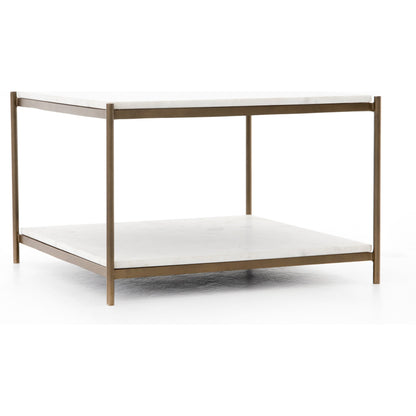 Felix Bunching Table by Four Hands in hammered grey w/clear powder coat, polished white marble and hammered gray, polished white marble. Made from solid marble, iron in a modern style.