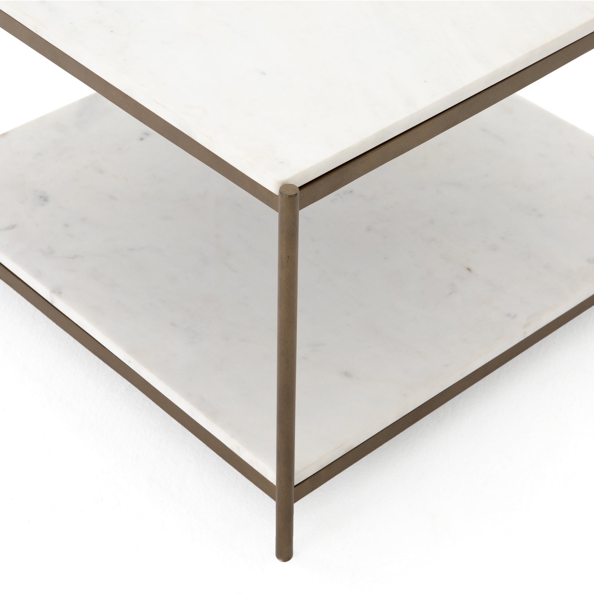 Felix Bunching Table by Four Hands in hammered grey w/clear powder coat, polished white marble and hammered gray, polished white marble. Made from solid marble, iron in a modern style.