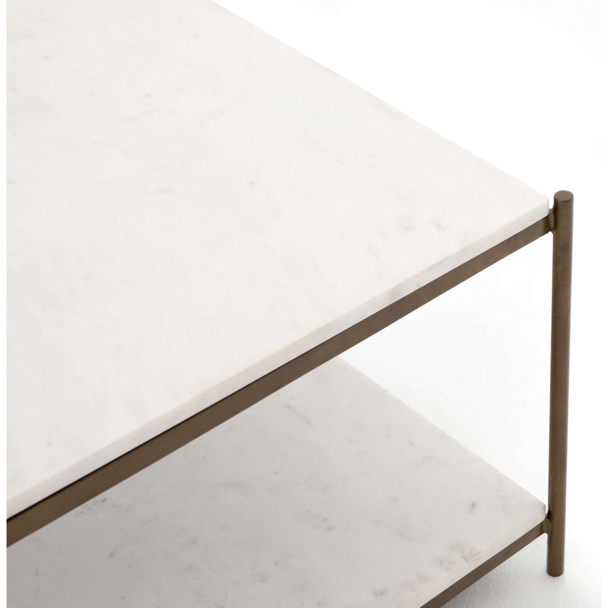 Felix Bunching Table by Four Hands in hammered grey w/clear powder coat, polished white marble and hammered gray, polished white marble. Made from solid marble, iron in a modern style.